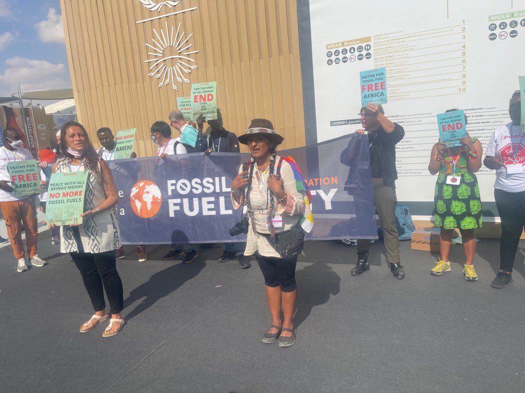 Faith based activists protest fossil fuel financing at&nbsp;COP27